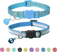 2 Pack Reflective Cat Collar Breakaway W/ Bell,Personalized Kitten