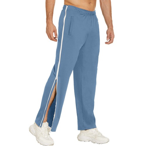 Mens Jogging Pants Tracksuit Bottoms Pocket Gym Open Leg Side Zip Casual Joggers - Picture 9 of 32