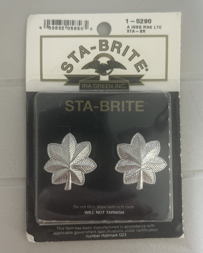 STA-BRITE U.S. Army Lieutenant Colonel LTC Rank Pins Original Packaging