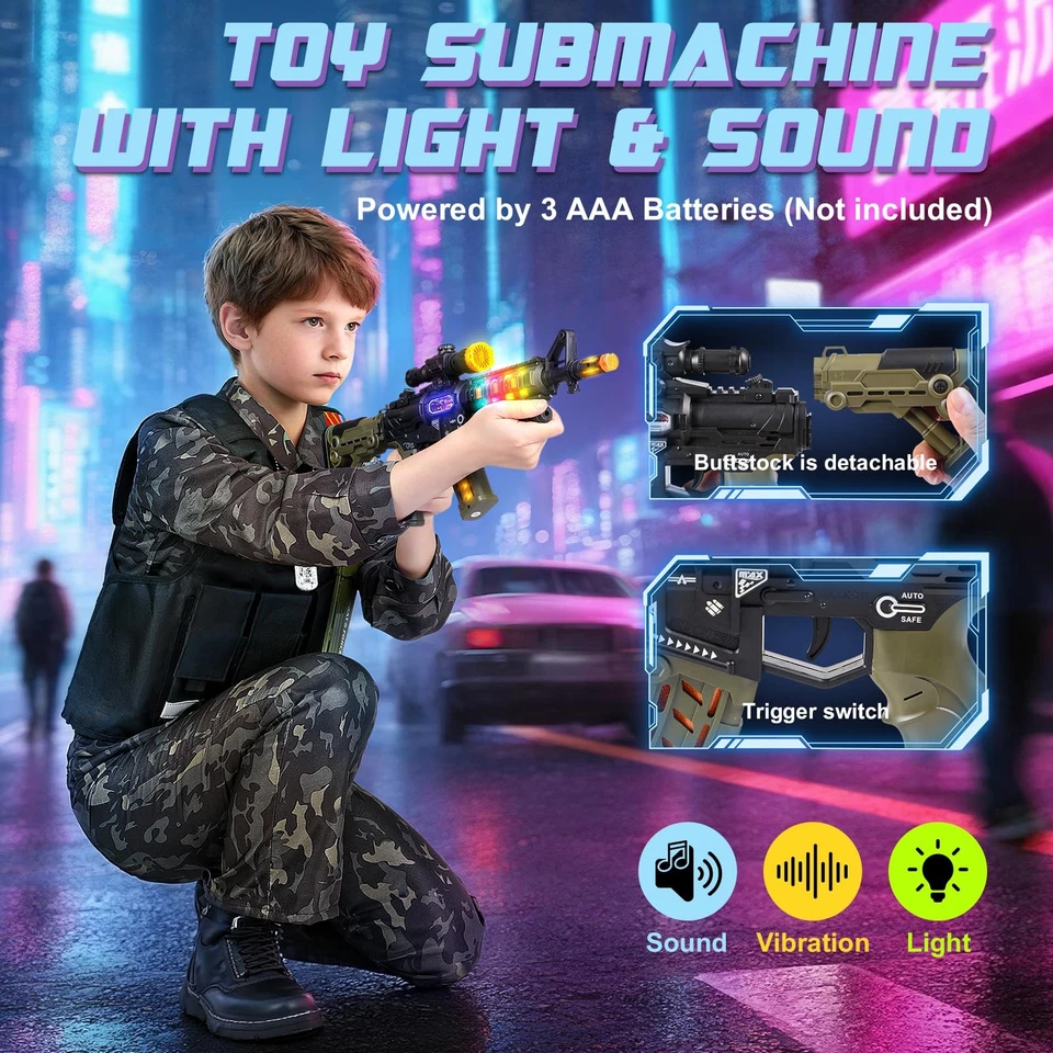 Disfraz de soldado militar para niño con chaleco del ejército y juguetes para Halloween 3-12 Foto 4 de 4