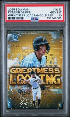 KONNOR GRIFFIN 2025 Bowman Chrome Greatness Loading GOLD REFRACTOR /50 PSA 10