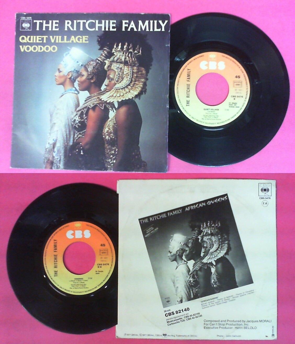 LP 45 7" THE RITCHIE FAMILY Quiet village Voodoo 1977 france CBS no cd