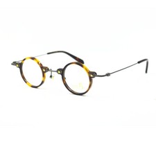 Super Small 36mm Tortoise Acetate Vintage Round Titanium Eyeglass Frames Unisex