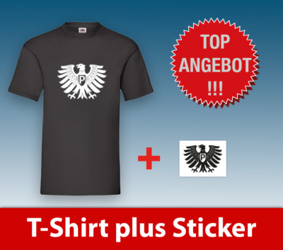 Preußen T-Shirt Schwarz Kurzarm Shirt F.O.L plus Sticker gratis Top Angebot!