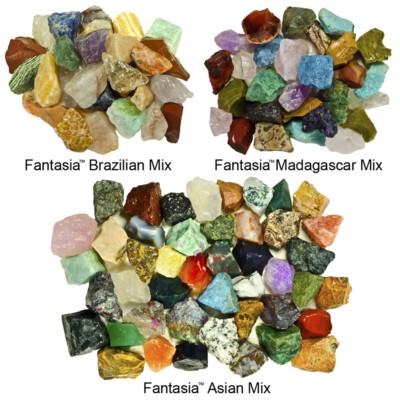3 lbs Rough Stone World Mix - 1 lb Brazilian, 1 lb Madagascar, 1 lb ...