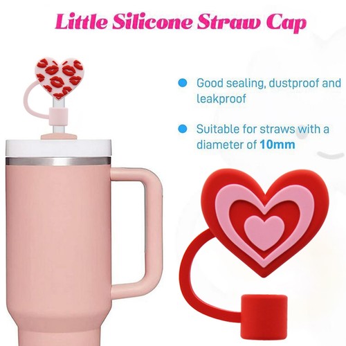 Straw Cover Cap for Stanley Cup Heart-shaped Straw Topper Compatible... - Picture 3 of 5