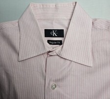 Mens Calvin Klein Long Sleeve Striped Button Up Shirt 15 1/2 34-35 - EUC