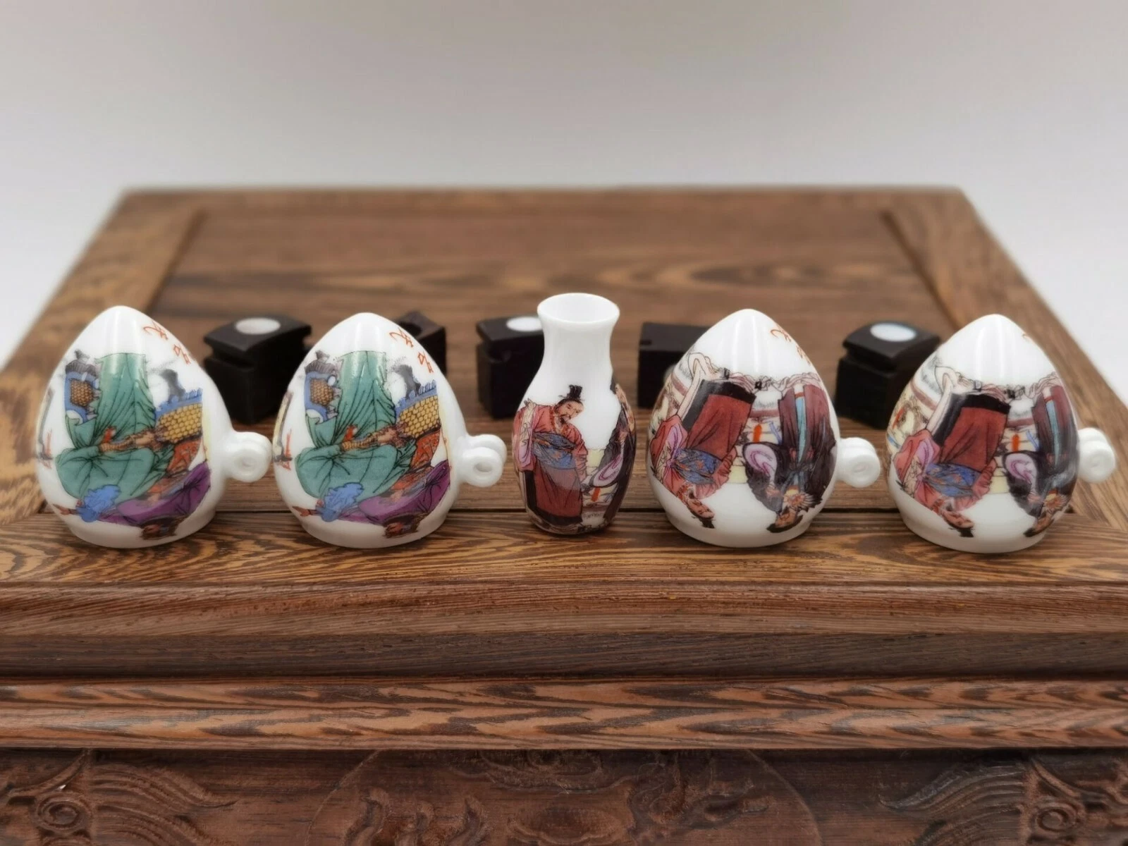 1set 5pcs Asian Bamboo Bird Cage Romance of the Three Kingdoms food ceramics cup