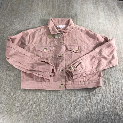 New Streetwear Society Jacket Womens Medium Pink Denim Truncker