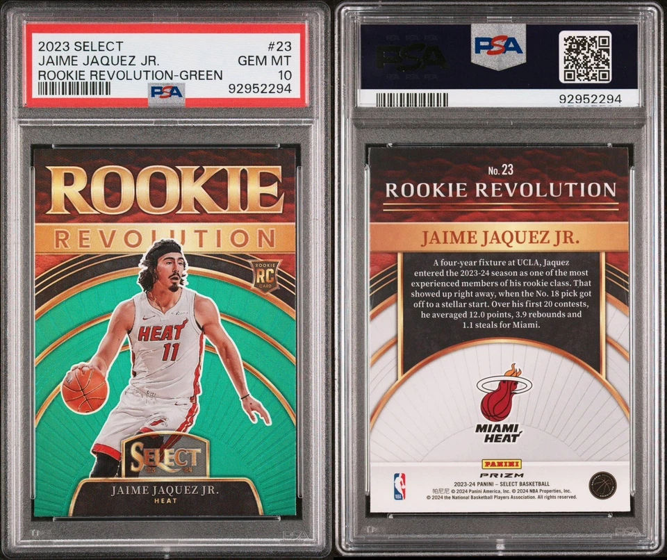 PSA 10 23-24 Select Rookie Revolution Green Prizm Jaime Jaquez JR RC Heat POP/3! - Image 3 of 3