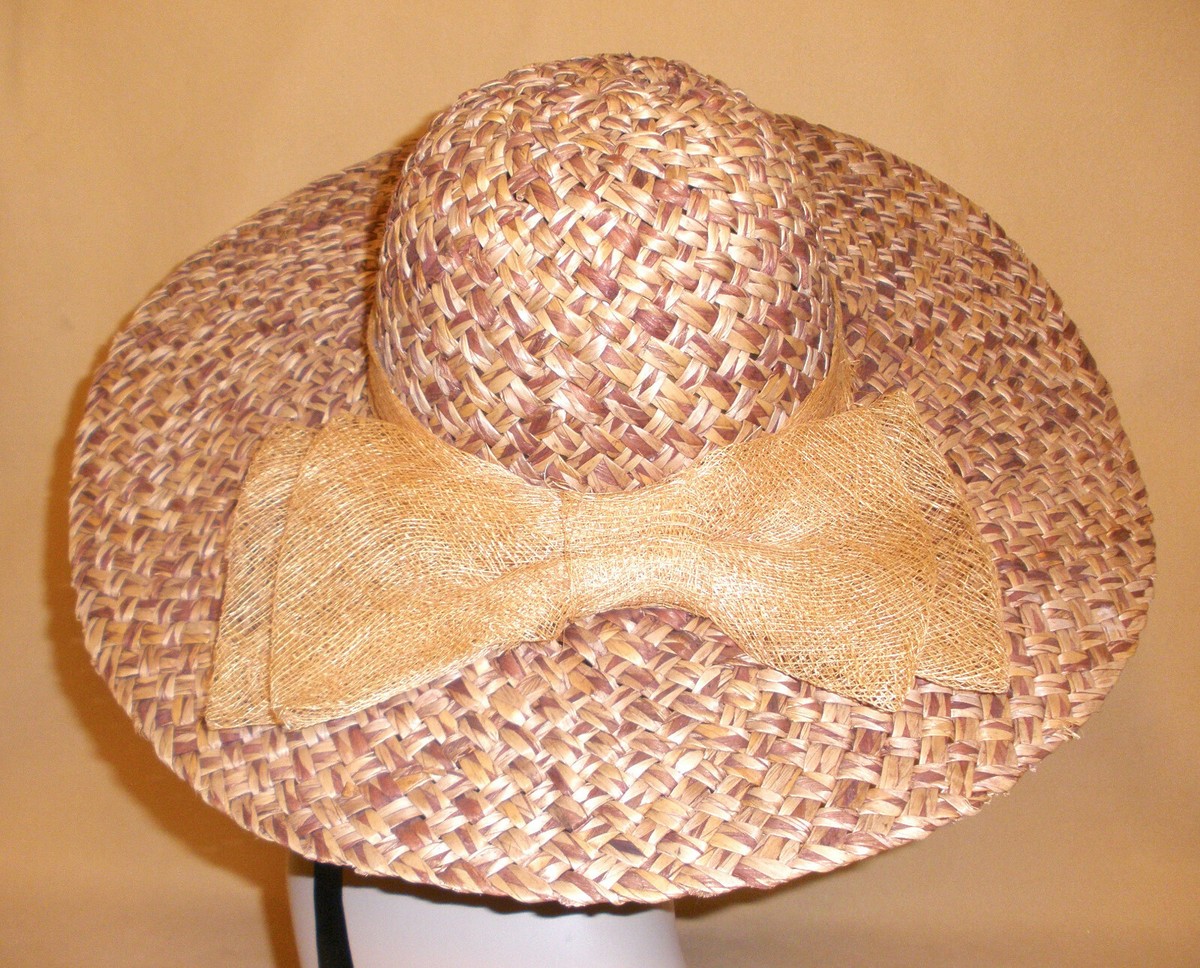 Wide Brim Straw Sun Hat - Natural Tan Lina Raffia Sun Hat in Natural main image 2