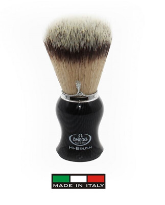 OMEGA 0146650 pennello da barba (Klar) Synthetisch Hi Brush Griff Schwarz Carbon