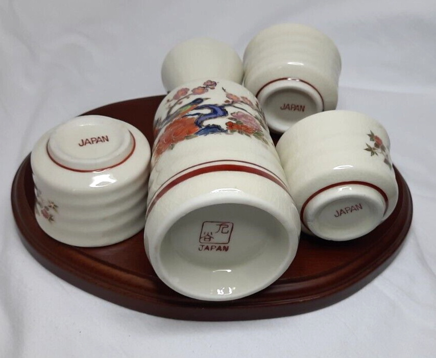 Japanese Saki Set (4 pc.) with wooden tray-Vintage | eBay
