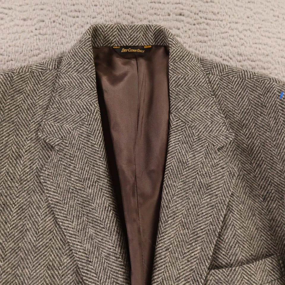 Chaqueta de tweed vintage M gris espiga 100 % lana Blazer Farah 42R Foto 2 de 4