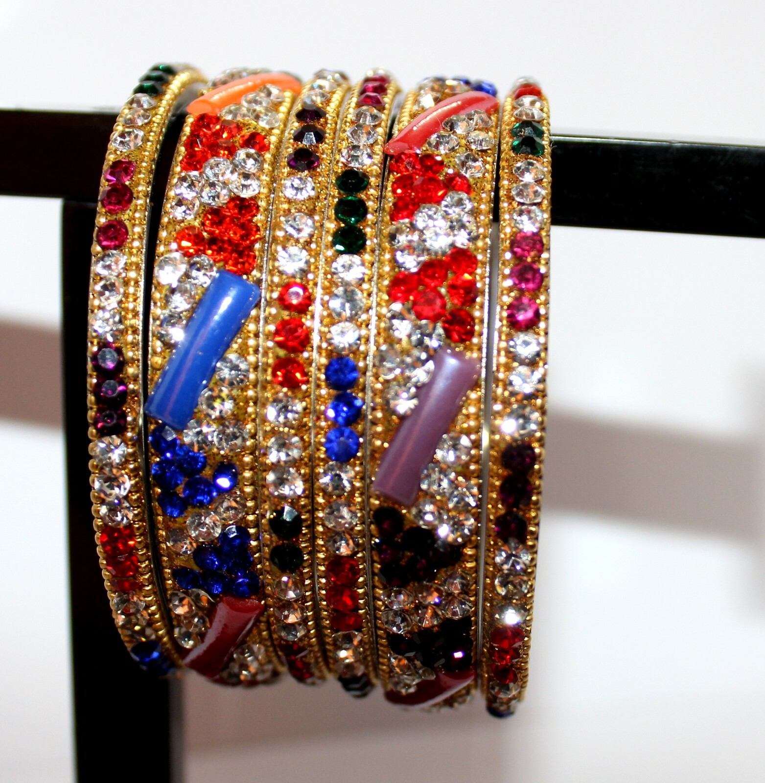 Bangle Set Size 2-6 Traditional Partywear Wedding  set Studded with  Stones 519-image