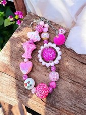 Handmade Chunky Pink Valentine's Day Mother's Day Beaded Keychain Gifts For Her