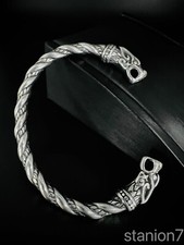 Wikinger Armreif Drache Edelstahl Wolf Fenris Armband Herren Schmuck Biker AE9