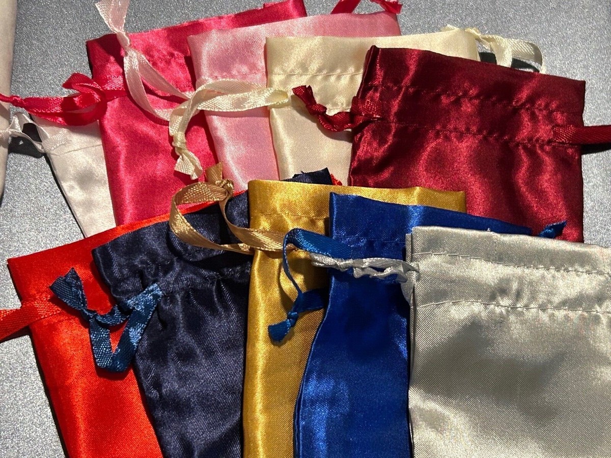 (10 PACK) SATIN BAGS soft party favor wedding gift wrap jewelry drawstring  pouch