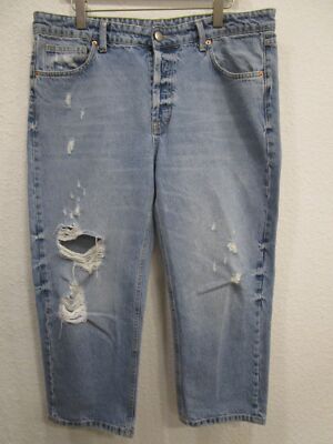 Raey Jeans Hose Destroyed Boyfriend Style Taschen blau Gr.32 (AH77--27)