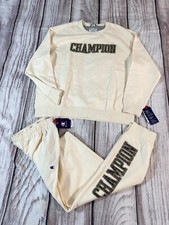 Champion Man Size 2XLarge 2pc Set Power Blend Sweatshirt Jogger Beige Y