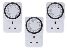 3PCS 24 HOUR 24HR MAINS PLUG IN TIMER SWITCH TIME CLOCK SOCKET UK 3 PIN LIGHTS