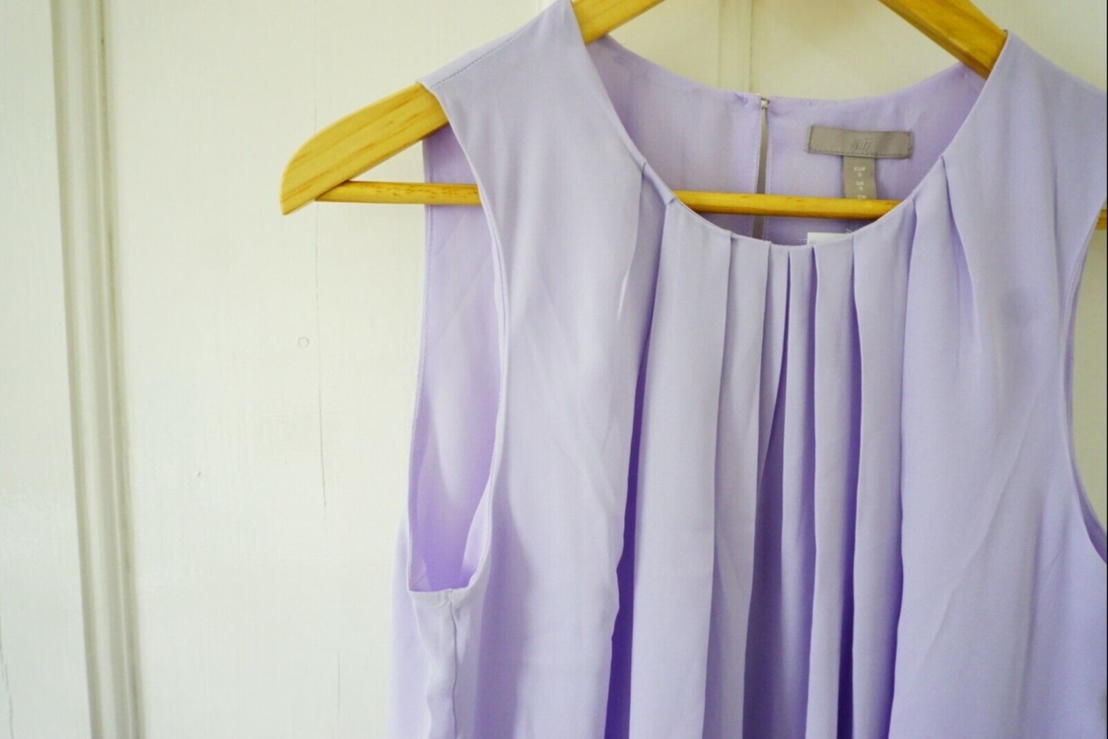 H&M A-line Women Dress S 6 8 Light Purple Lavender Soft Draping Pleats BNWT thumbnail 3