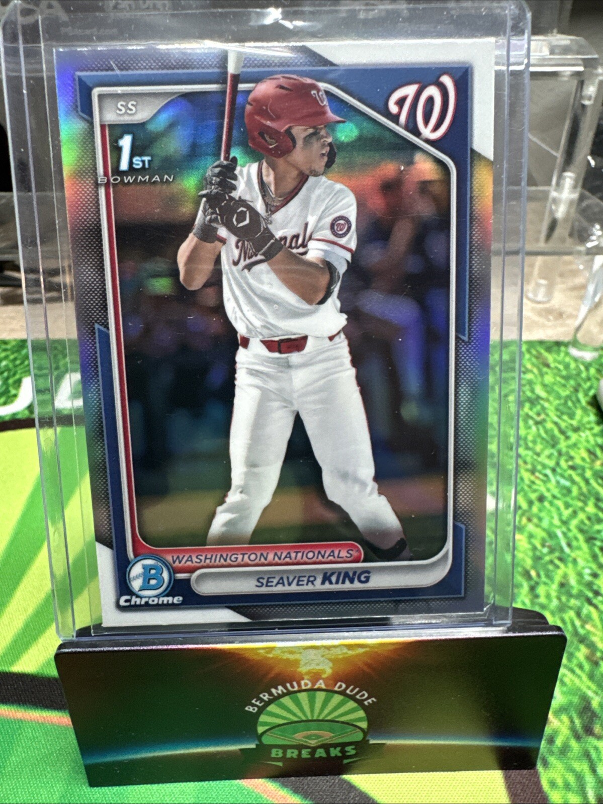 SEAVER KING 2024 BOWMAN CHROME DRAFT 1ST REFRACTOR NATIONALS