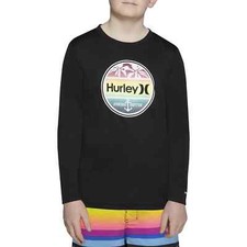 NWT Boy's Size 4 HURLEY H20-Dri Black Long Sleeve UPF50 Rash Guard Swim Shirt