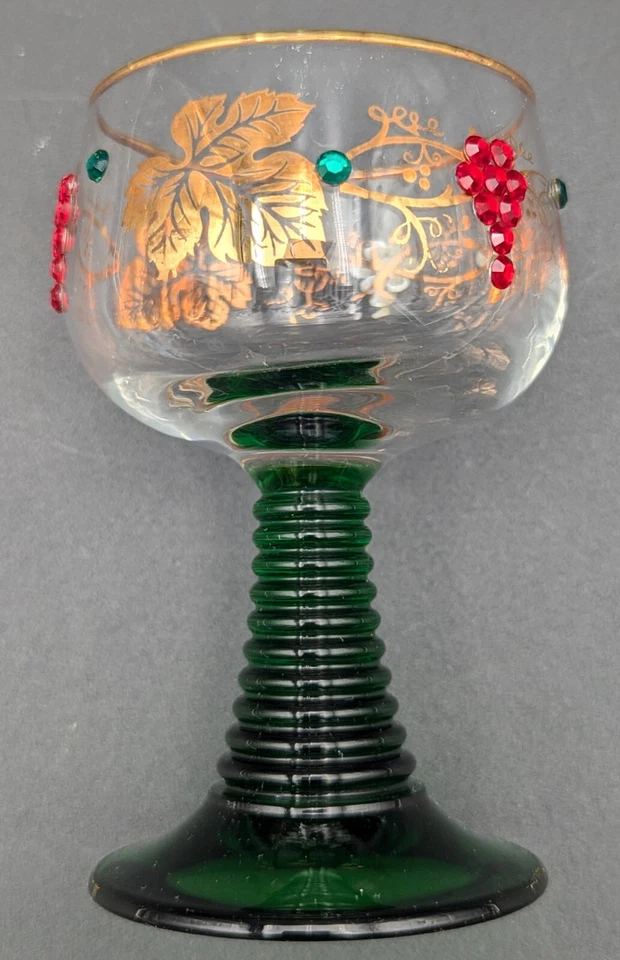 (6) COPAS DE VINO DE COPA ARCOROC VERDE CON UVAS DE DIAMANTES DE IMITACIÓN, HECHAS EN ALEMANIA Foto 4 de 4