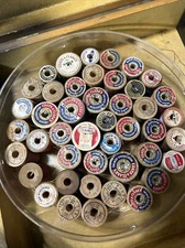 Vintage Lot 46 Coats & Clark's Wooden Boilfast Mercanized Thread Sm-Med Spools