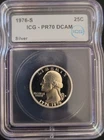 1976-S Washington Quarter–SILVER Bicentennial–ICG PR70 DCAM–Deep Cameo Proof