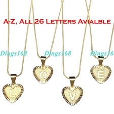 Letter "O" -Men  Women's Genuine 18K Gold Filled Heart Pendant Necklace Chain