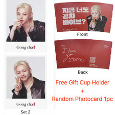Stray Kids Felix x Gong Cha Happy Card Set 2pcs  Cup Holder 1 Random Poca 1