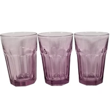 3 Libbey Duratuff Gibraltar Plum Ice Tea Glass Tumbler Set 5" Lt Purple Pink Lot