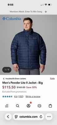 Columbia Omni-Heat Insulated Water-Resistant Full Zip Puffer Jacket Blue 2X