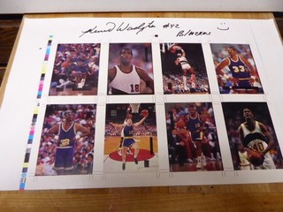 1992 Uncut Sheet 8 Cards Autographed. Kareem Karl Malone Mullen Kemp Other