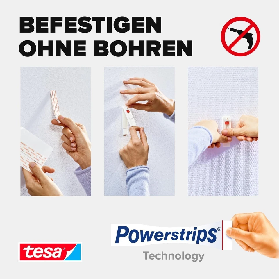 4 tesa Klebenagel für Tapeten und Putz verstellbar Powerstrips Nagel - Bild 4 von 4