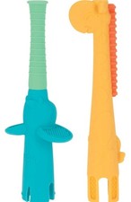 Nuby Tube Teether 2 Pack Baby Teething Toy 3  Months Elephant And Giraffe