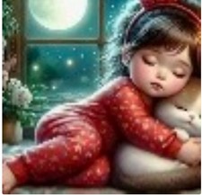 Diamond Art Kit Cute Little Girl Sleeping With Kitten 30cm X 30cm Round Drills