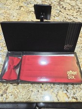 Vintage After Six Red Pleated Cummerbund Bow Tie Adjustable Formal Set All Silk