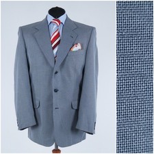 Mens Light Blue Blazer 42R UK Size MENSBLLINE Viscose Sport Coat Vintage Jacket
