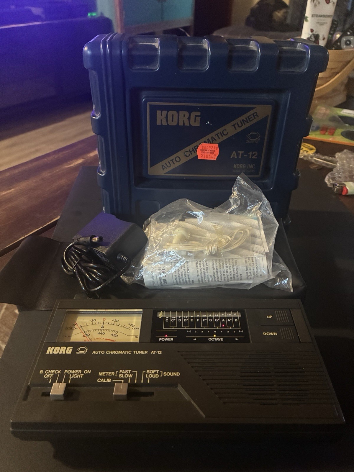 Vintage Korg AT-12 Auto Chromatic Quartz Tuner Japan Tested Open Box Complete