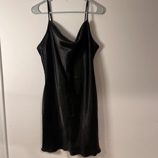 Bebe Women's Black Slip Style  Dress Size XL Cowl Neck