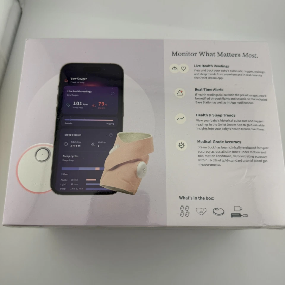 Monitor de bebé Owlet Dream Sock - Dusty Rose (BM06N20MCJ) Foto 3 de 3