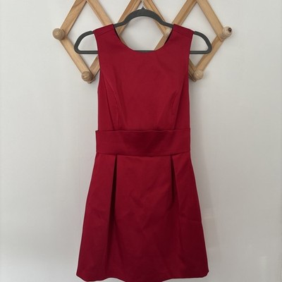 ZARA Red Satin Pleated 90's Style Sleeveless Dress, Size Medium