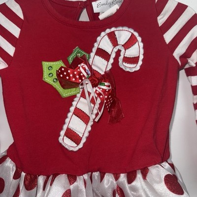 Emily Rose Christmas Dress Toddler Girls Size 2T Red White Candy Cane Polka  Dot | eBay