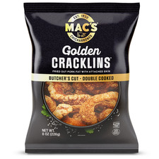 Mac's Chicharrones Golden Cracklin Curls, Fried Pork Fat with Skin, 8 oz,