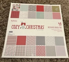 My Mind's Eye 12x12 COZY CHRISTMAS Glittered Scrapbook Paper Pad PARTIAL