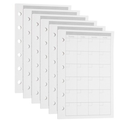 270Sheet A7 Planner Inserts Vertical Monthly Planner Binder Insert 6Holes 100GSM