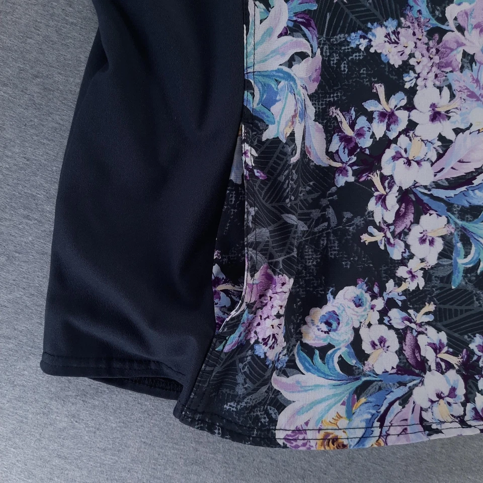 Cherokee iFlex Scrub Shirt Womens XL Black Floral V-Neck CK641 Stretch Pockets - Image 4 of 4